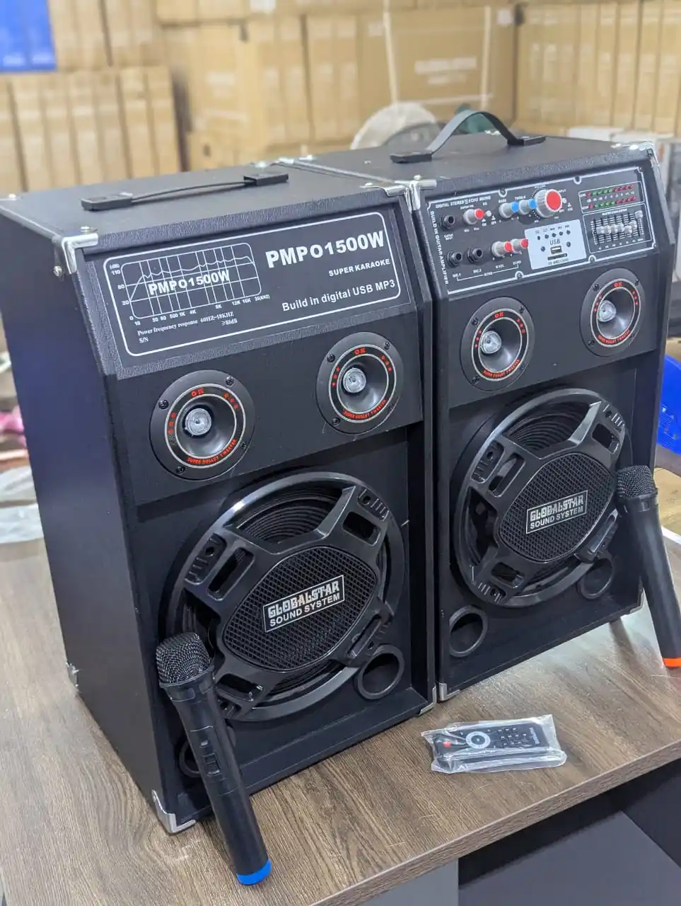 Globalstar Speaker T1002  •Double Microphone 🎤  •Bluetooth, Fm Radio .Usb Port •Remote Controller ,Energetic Power Sound_