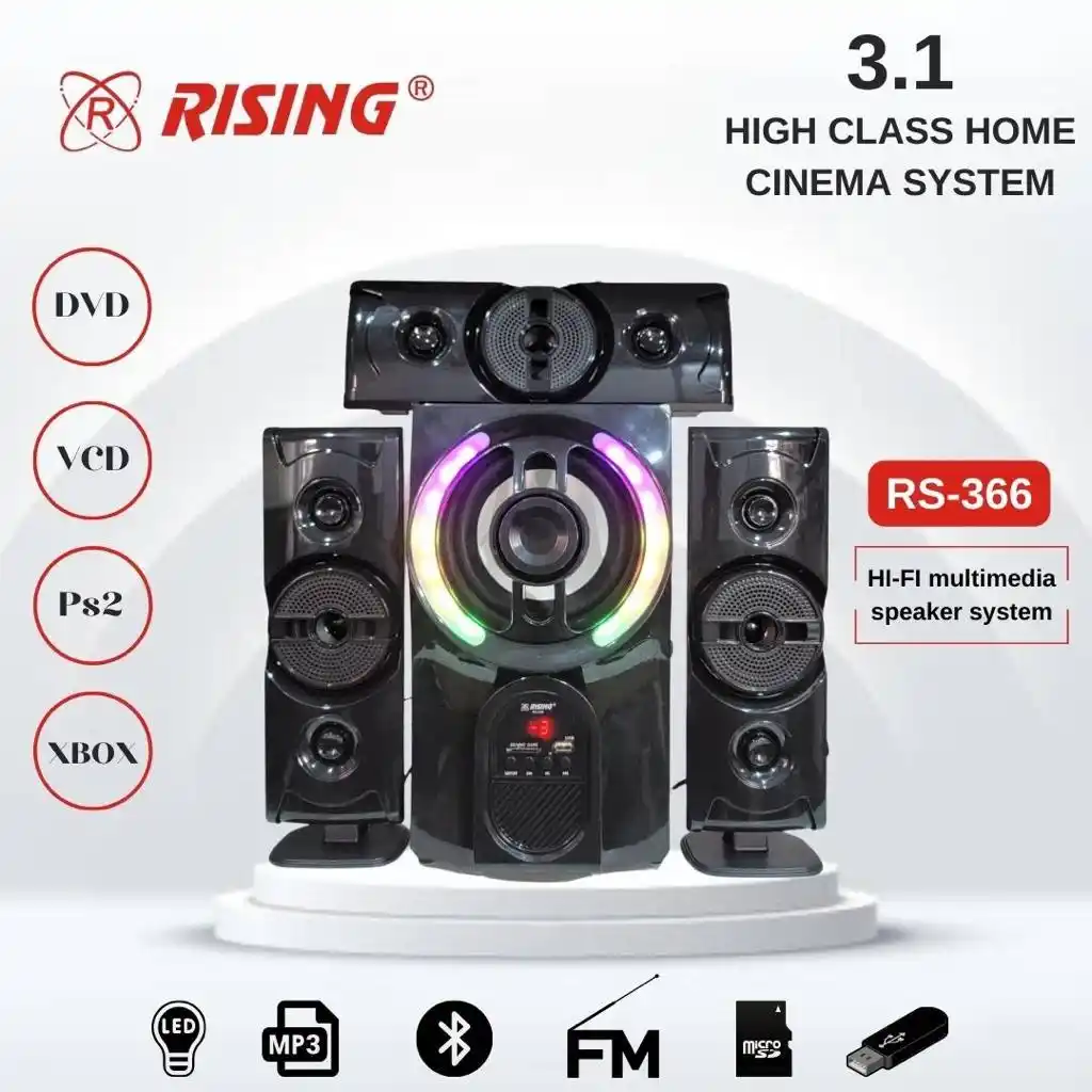 Rising [Sp-366] Speaker 3 Mziki Mzuri Sana Na Sauti Kubwa Usb Memory Card Bluetooth Mp3 Fm Radio