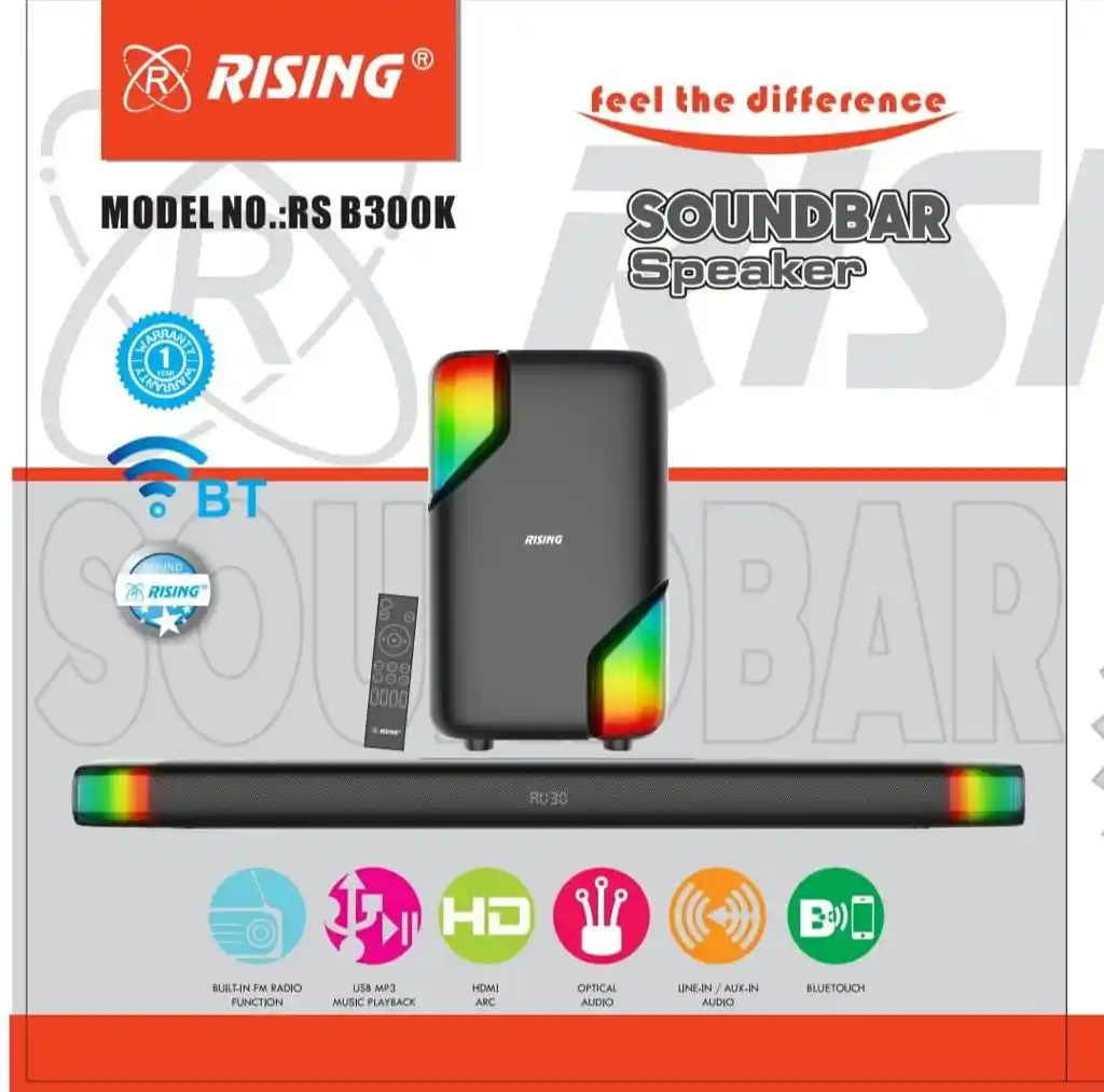 Rising (300K) Sound Bar Hdmi Arch  Usb Connectivity   Fm Radio Bluetooth Mp3 Music Playback