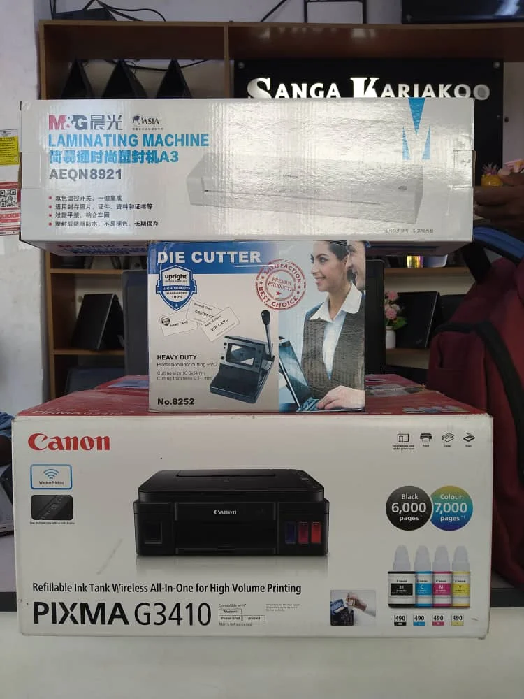 Canon G3410 All In One  Ina Print Black And White Ikiwa Na Laminating Machine A3 Pamoja Na Id Cutter (Die Cutter)