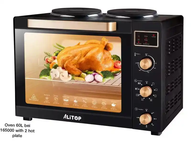 Alitop Oven L60 Plate 2 Juu Ina Choma Na Kuoka Inatumia Umeme 
