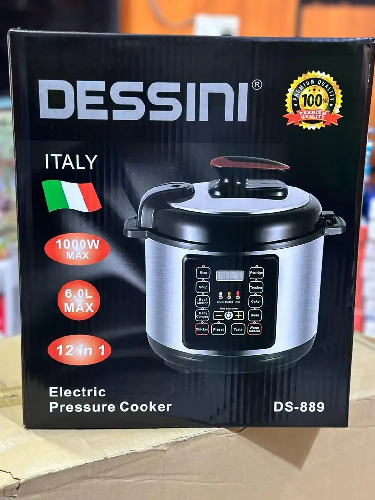 Dessiny Digital Display Electric Pressure Cooker With Pre-Set Timer Function – Black/Silver – 6.0L – 1000W – (Ds-379)