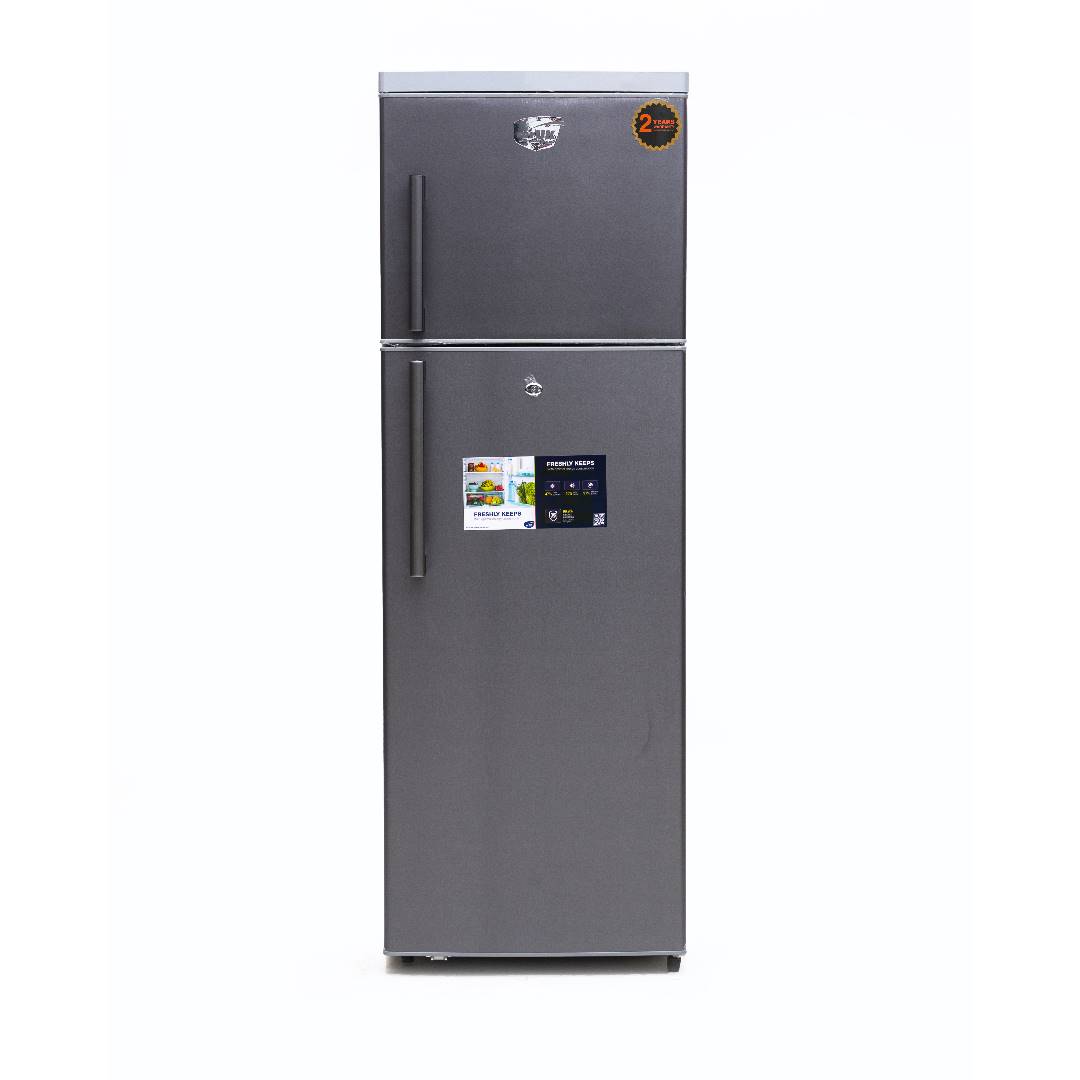 Fridge Uk 165/166 ▪️Shinny Silver Color ▪️330 Liters Capacity  ▪️Wide With Powerful Compressor 