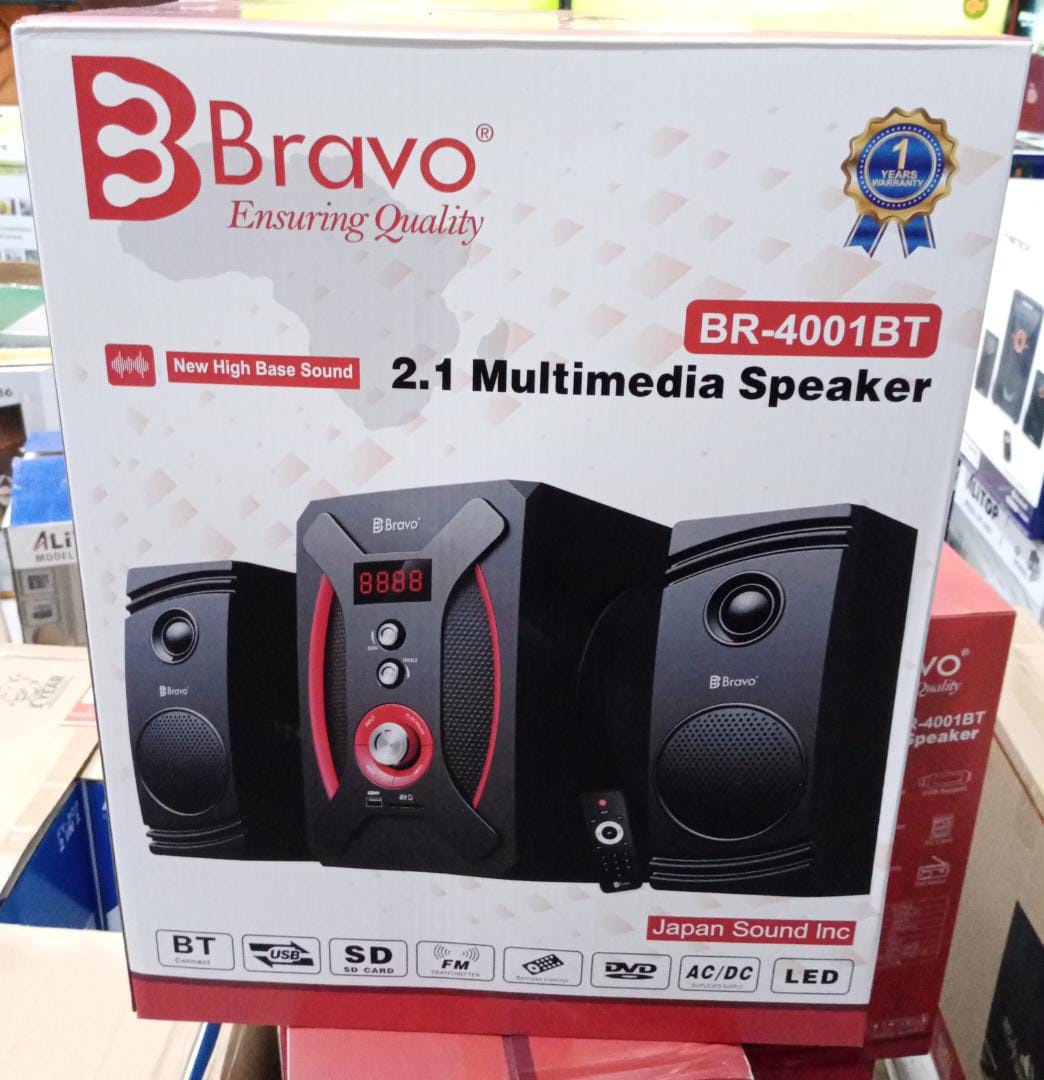 Bravo Subwoofer Model Br.4001 ,Bluetooth ,Fm Redio  Aux  Good Music  Maik Control  2 Speakers