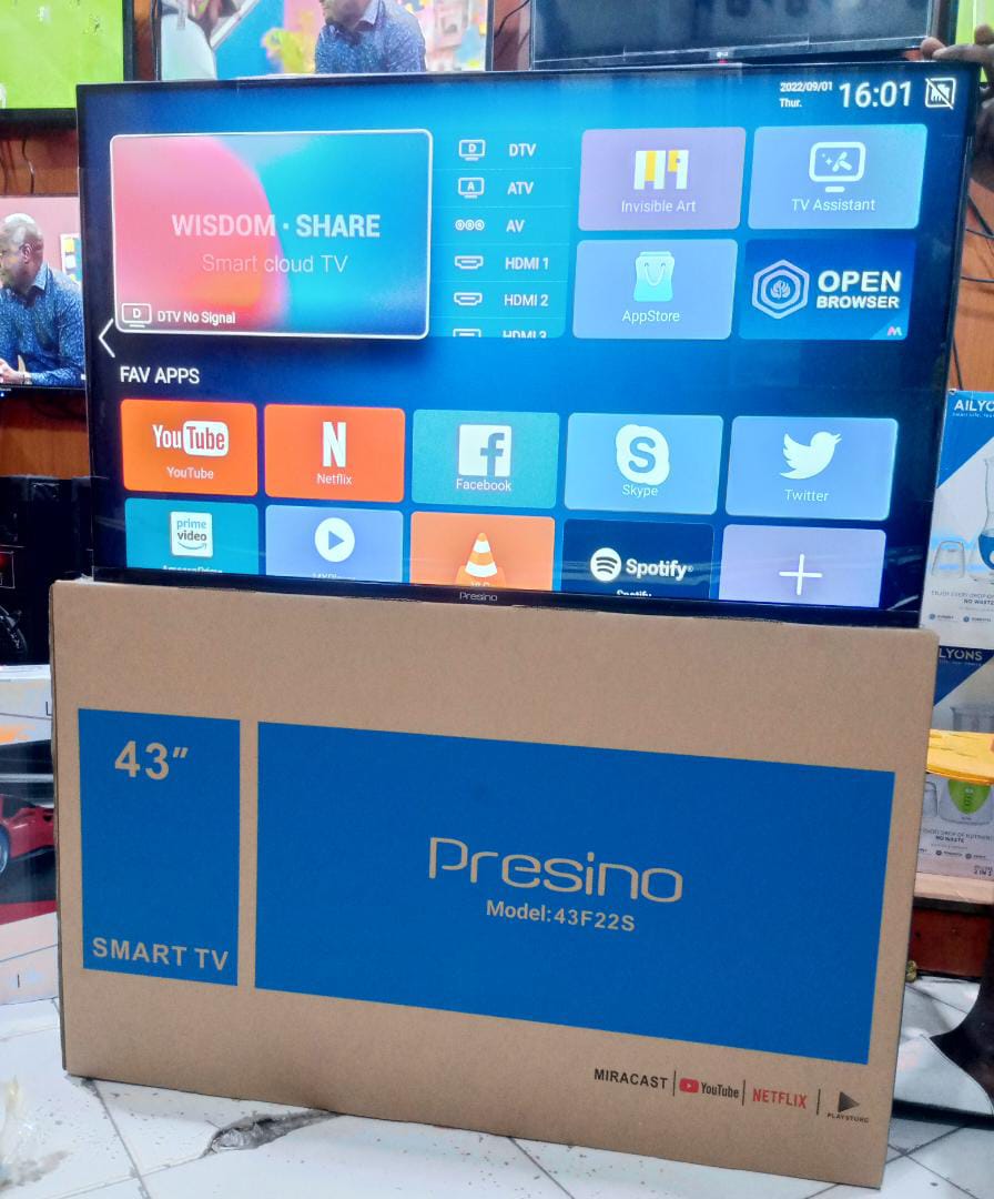 Presino 43 (Presino Inch 43)  Flameless Smart Android Tv ,Wifi,Hdmi,Youtube,Facebook ,Netflix Tv Za Kisasa