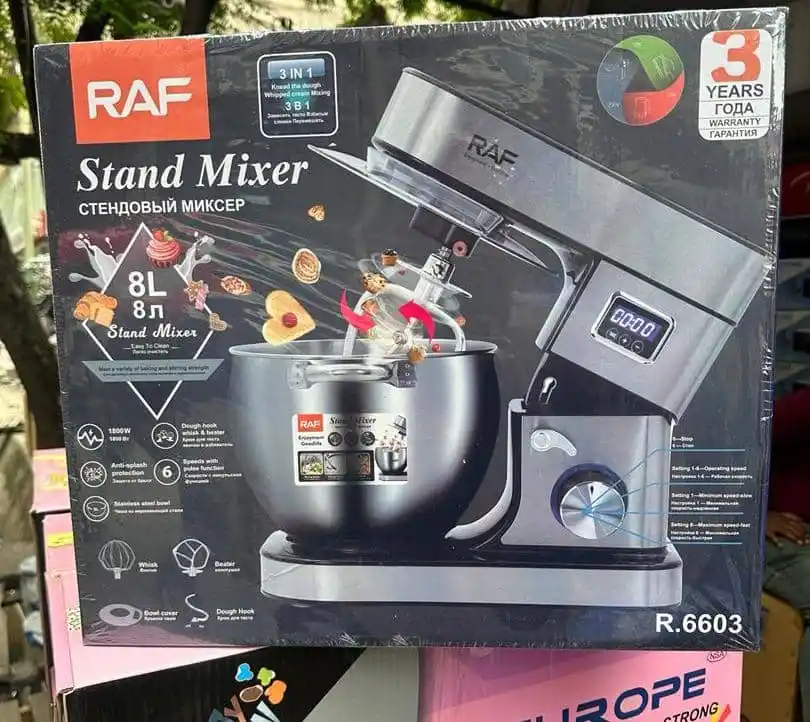 Raf Stand Mixer  Liter 8 Mixing Bowl Capacity ,8 Liters, Stainless Steel, The Multi-Speed Hand Mixer Will Meet All Your Mixing Needs. 