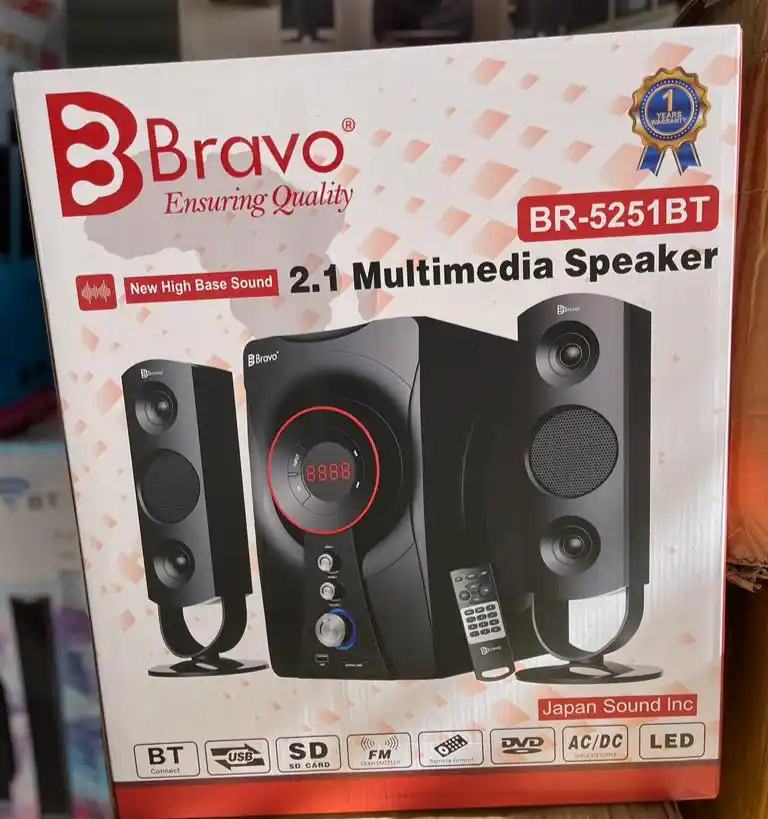 Bravo Subwoofer Br-5251 Ina Bluetooth,Flash Port,Sd Card,Na High Bass Sound Free Delvery Popote Ulipo