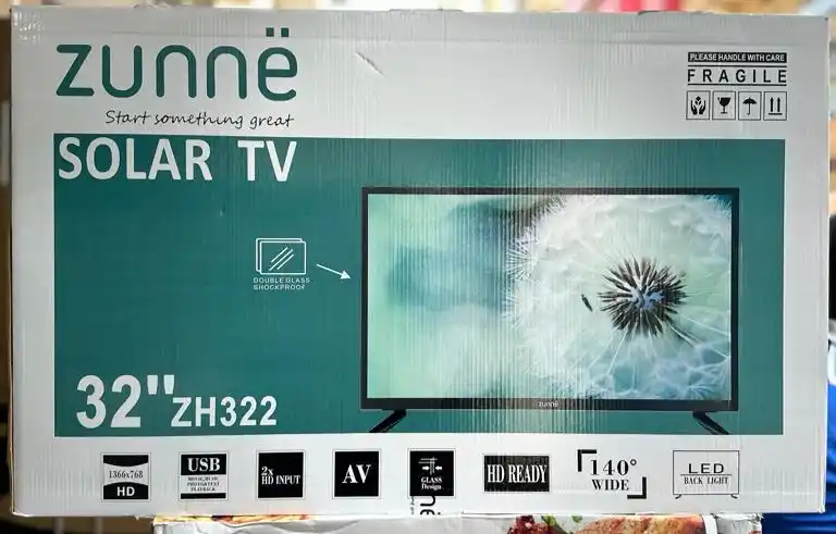 Zunne 32 (Zunne Inch 32 Double Glass) Solar Tv(Ac-Dc), Usb,Av,Hdmi,Led/Back Light 