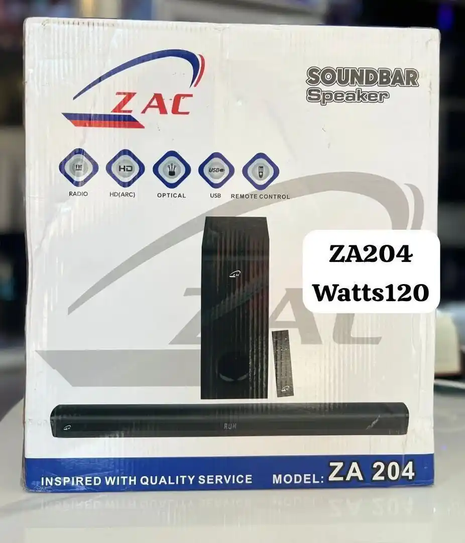 Zac Soundbar Za-204 Bluetooth Function ,Fm Function ,Hdmi Arc ,Usb Input ,Optical Input ,Remote Control ,Power   High Quality Audio And More.