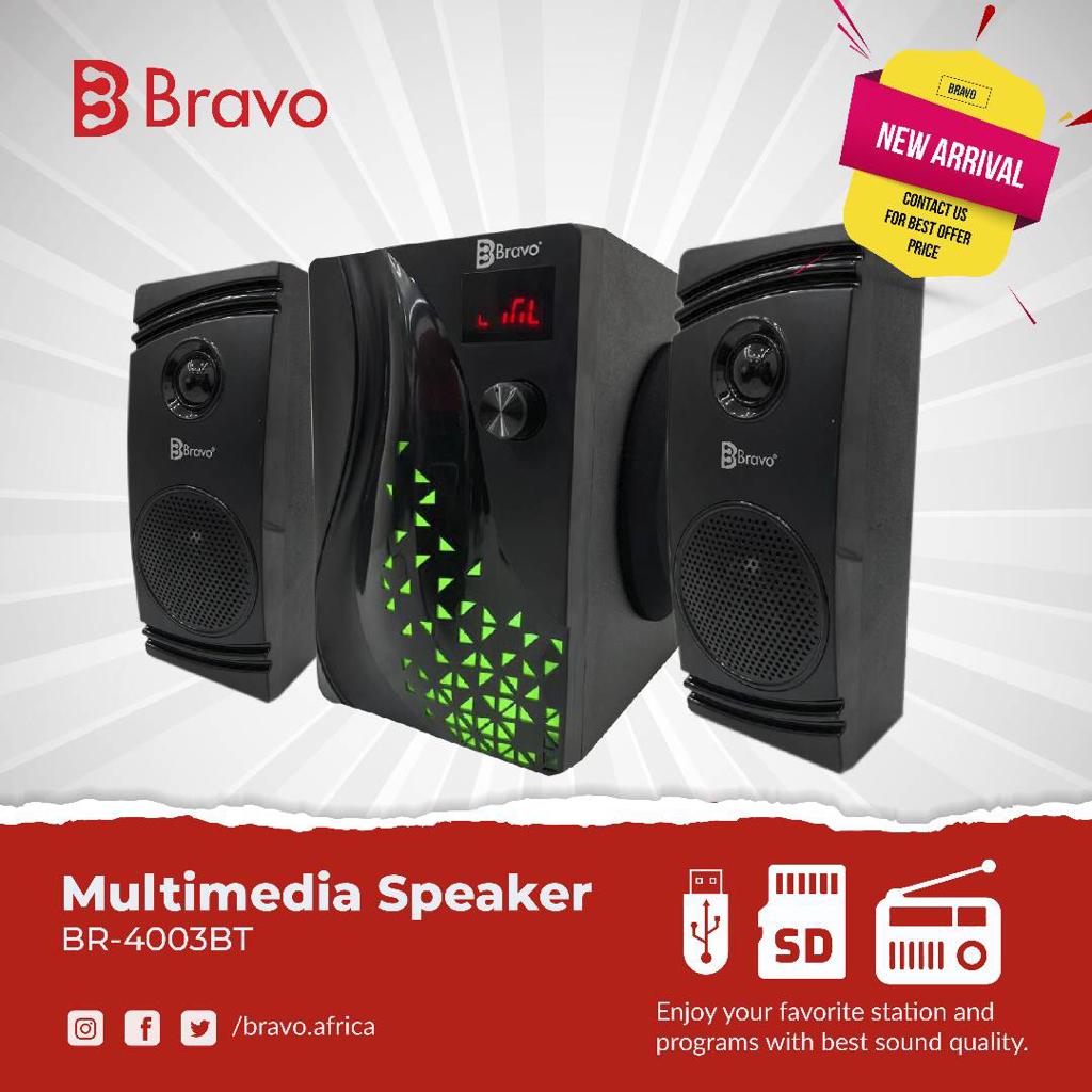 Bravo Subwoofer Br.. 4003 Model ,Bluetooth,Fm Redio Aux Good Music Maic Control 2 Speakers